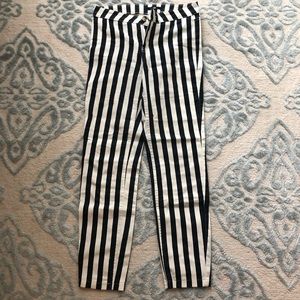 Black and white striped pants